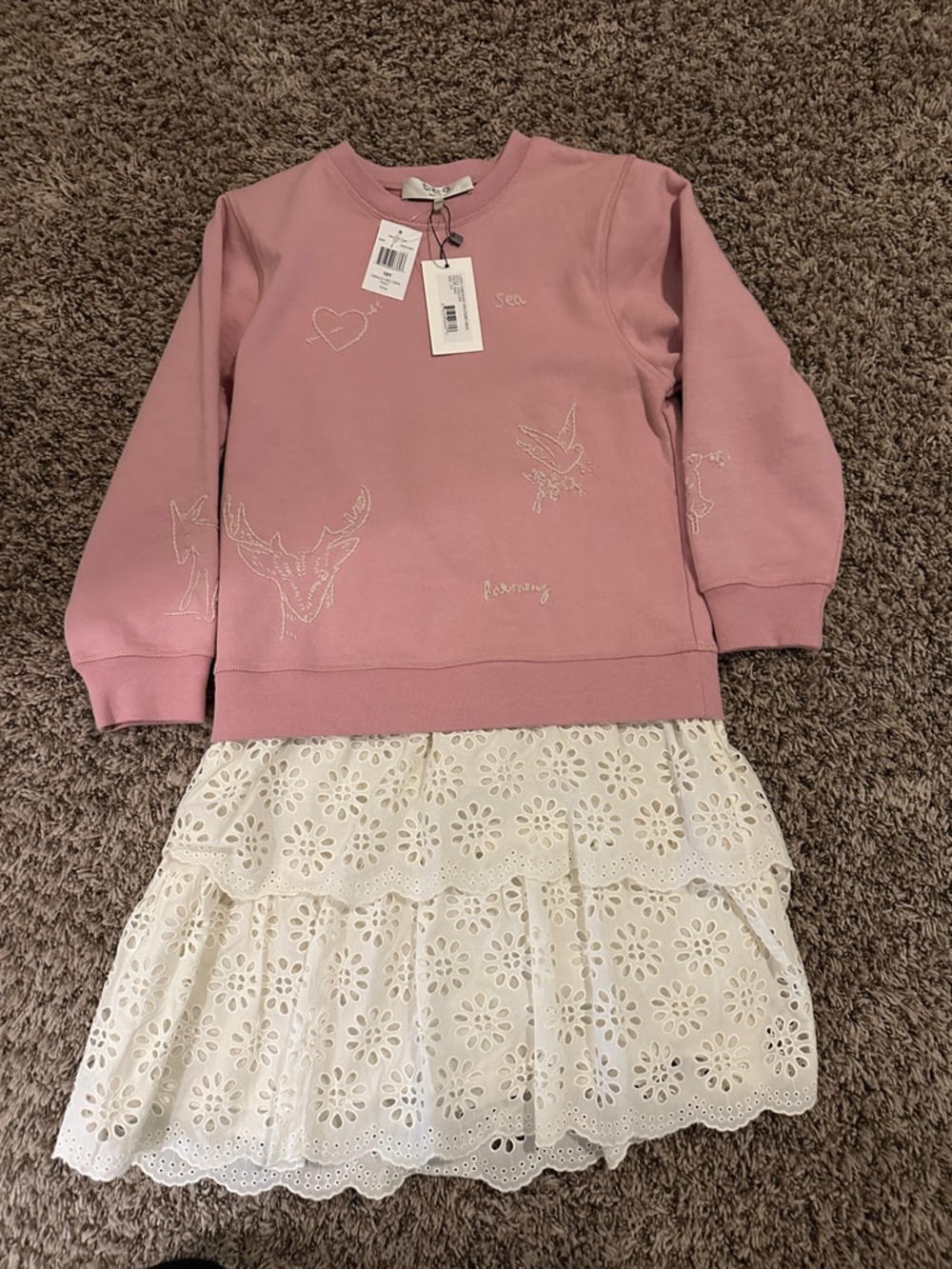 Sea New York Pink Embroidered Sweatshirt Dress